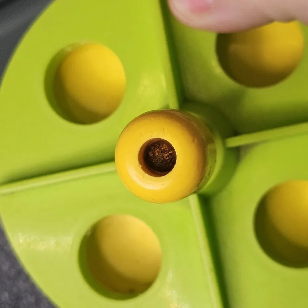 VTG 70s Fisher Price Little People Merry Go Round School Playground Green Yellow